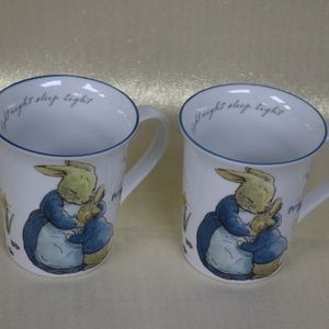 BEATRIX POTTER PETER BUNNY RABBIT EASTER SPRING COFFEE TEA MUGS -NEW- S/2 - #G